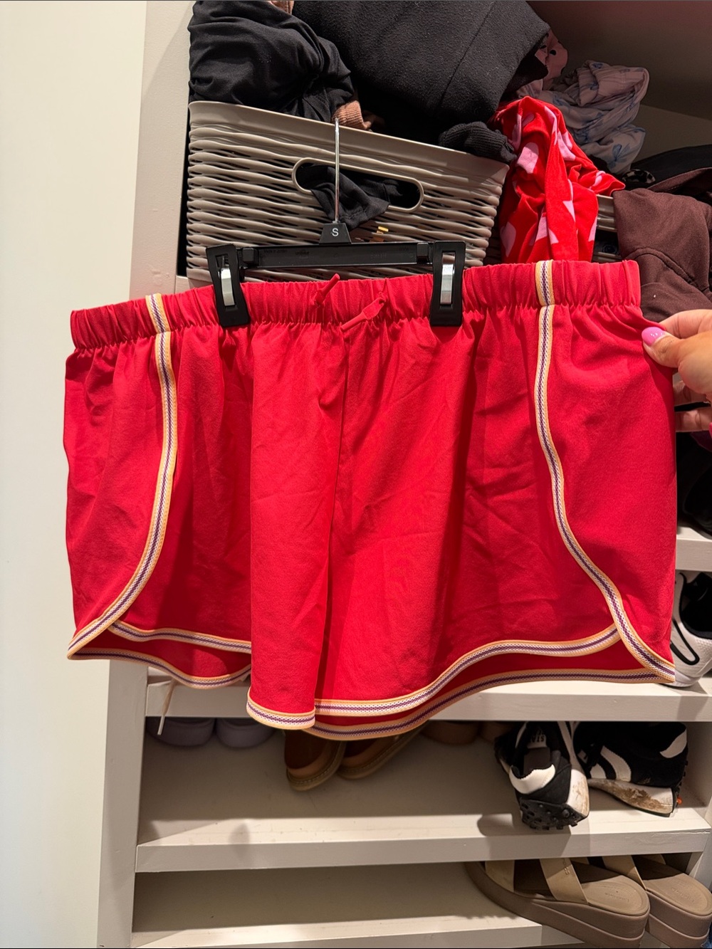 all in motion Red Athletic Shorts with Multicolor Stripe Trim